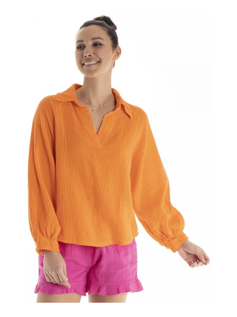 Chemisier col chemise CARMEN - Gérard Pasquier Orange - Kiabi