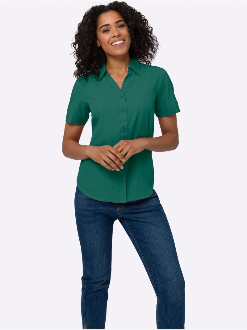 Chemisier Col Chemise Ouvert - Taille Standard - Moda Vilona Vert - Kiabi