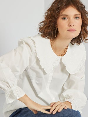 Chemise En Lin Pour Femme - Col Claudine, Manches Longues, Coupe Ample Et Légère, Couleur Unie