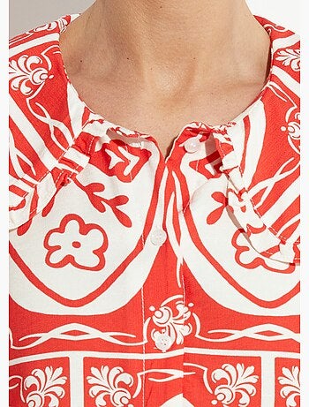 Chemisier col claudine, motif fantaisie - AFIBEL