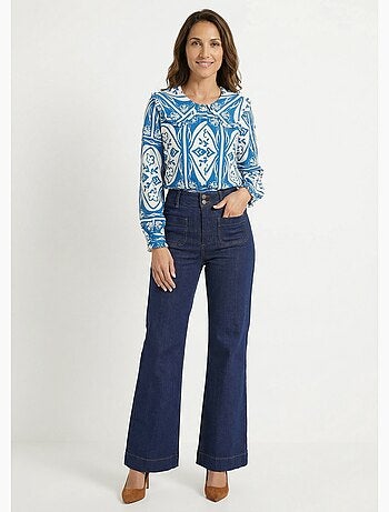 Chemisier col claudine, motif fantaisie