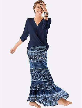 Chemisier col en v long et manches retroussables - taille standard - moda vilona