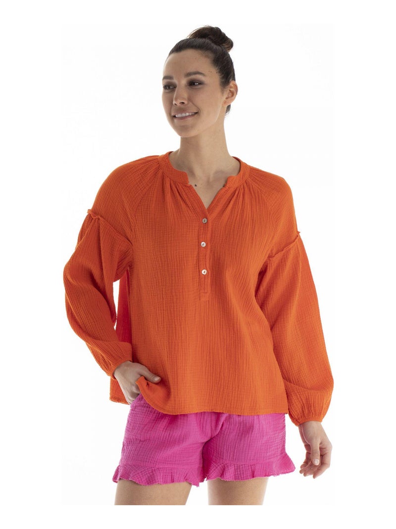 Chemisier col mao CALY - Gérard Pasquier Orange - Kiabi