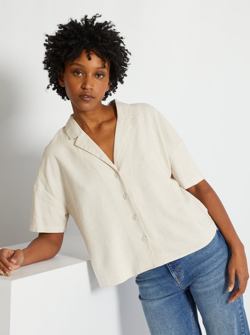 Femme Surchemise Lin Sur Chemise Beige Femme Chemise Estela 100