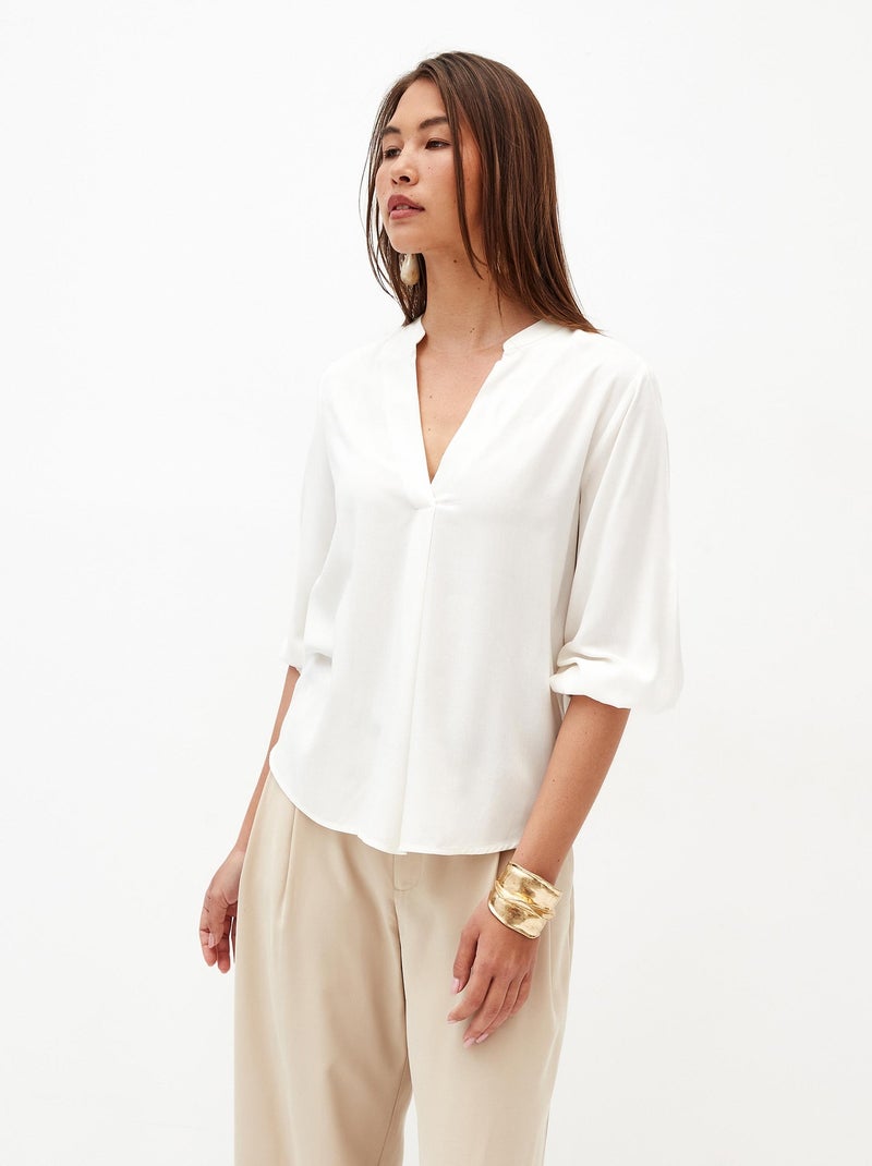 Chemisier col V Beige - Kiabi