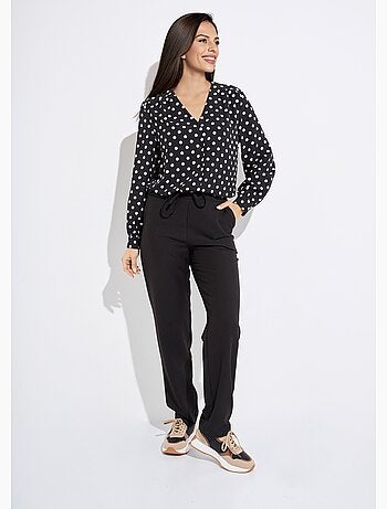 Chemisier col V imprimé pois manches longues - Afibel