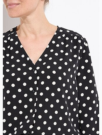 Chemisier col V imprimé pois manches longues - Afibel