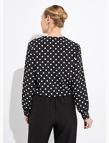 Chemisier col V imprimé pois manches longues