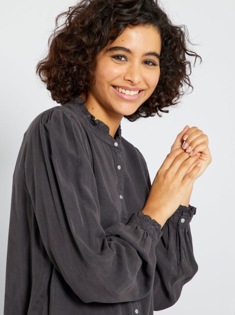 Chemisier col volant gris foncé - Kiabi