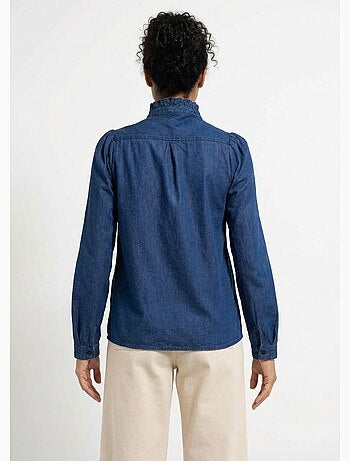 Chemisier col volanté en denim léger - Afibel
