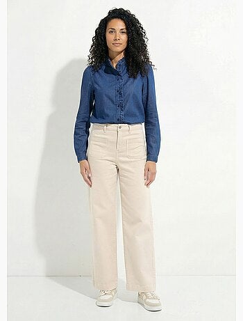 Chemisier col volanté en denim léger - Afibel