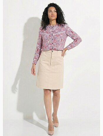 Chemisier col volanté imprimé cachemire - Afibel