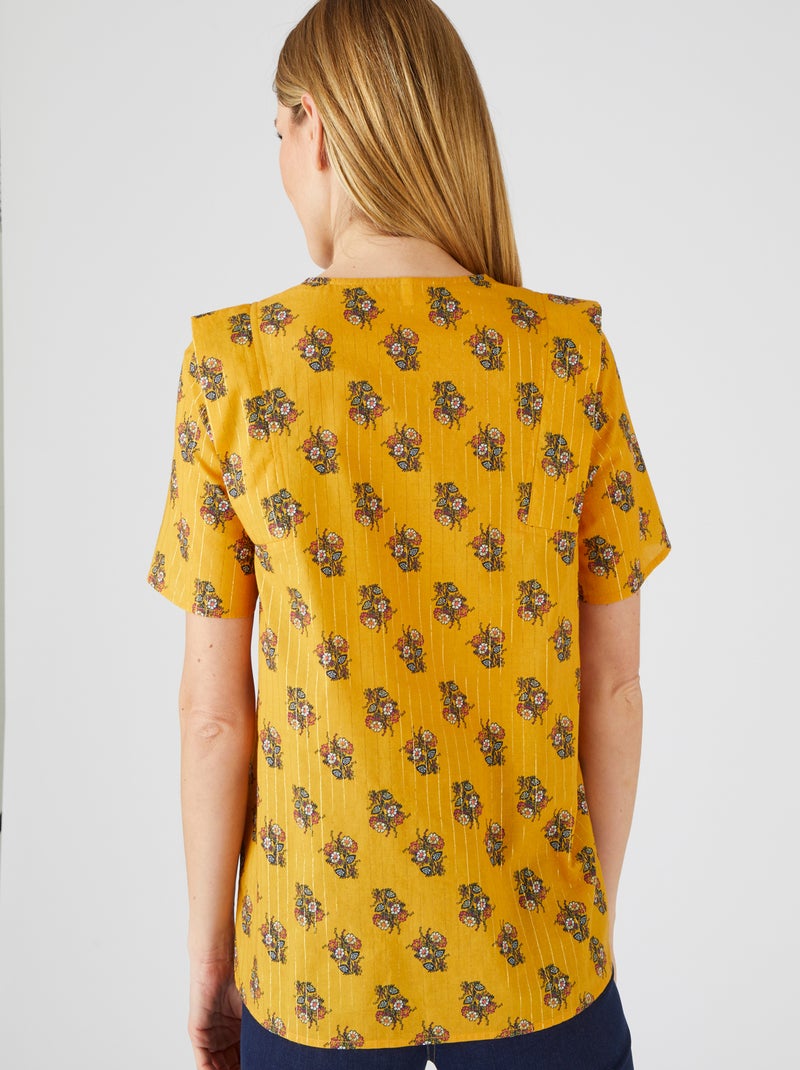 Chemisier coton rayures brillantes - damart Jaune - Kiabi