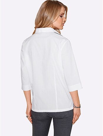 Chemisier classique avec col et manches 3/4 à boutons carrés - Taille standard - Moda Vilona