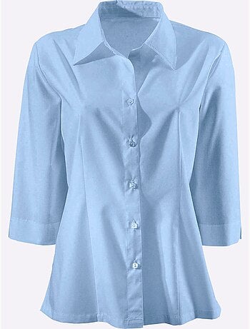 Chemisier classique avec col et manches 3/4 à boutons carrés - Taille standard - Moda Vilona