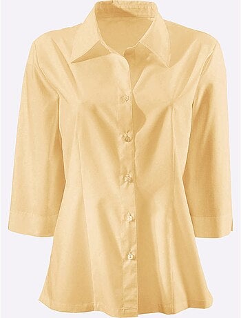 Chemisier classique avec col et manches 3/4 à boutons carrés - Taille standard - Moda Vilona