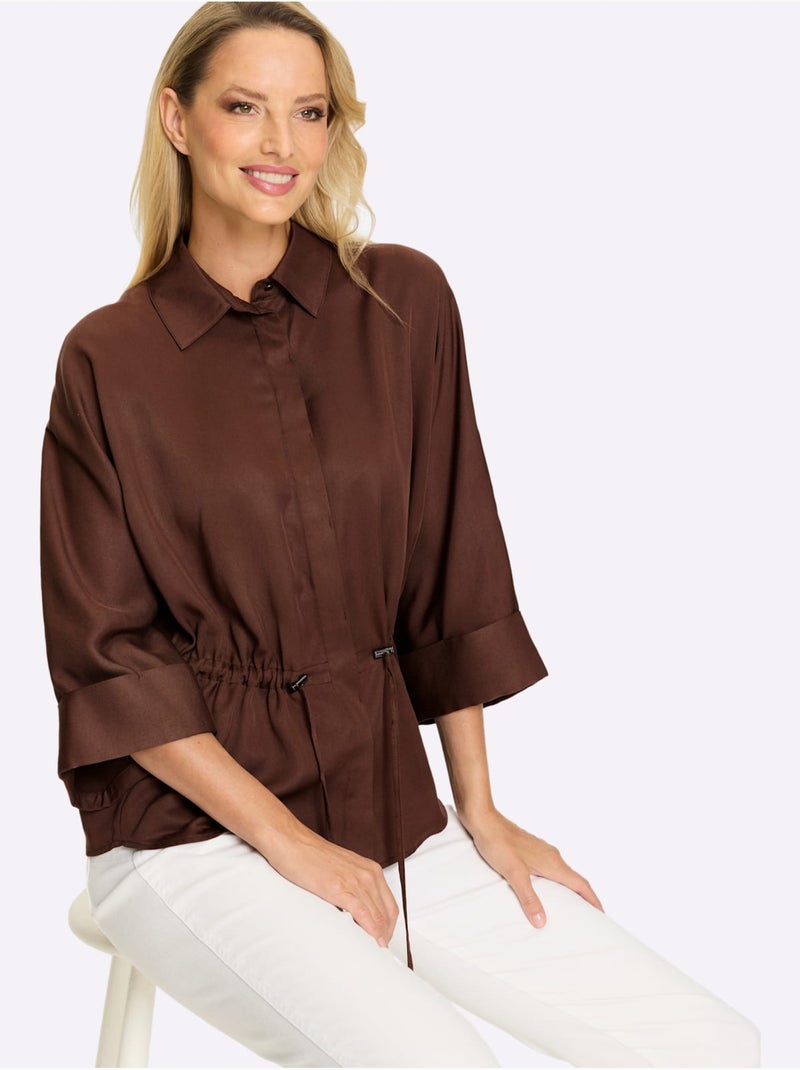 Chemisier Coulisse à La Taille - Taille Standard - Helline Marron/Choco - Kiabi