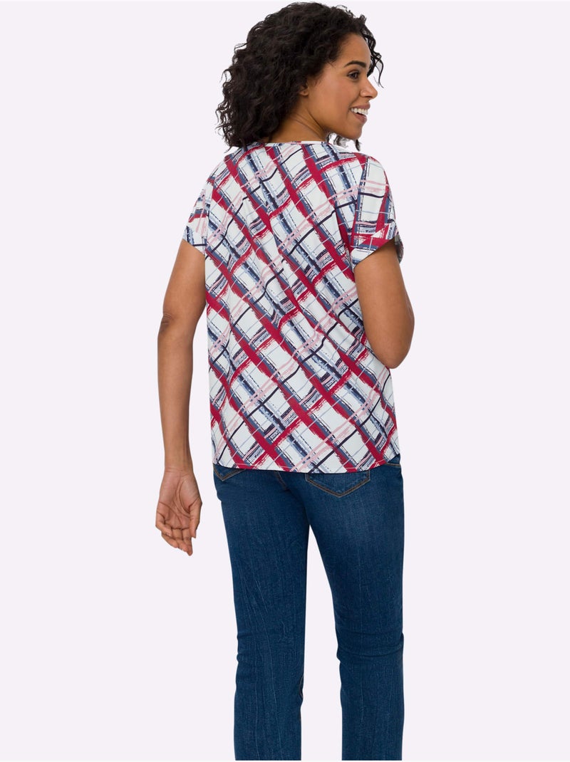 Chemisier Coupe Décontractée Aux épaules - Taille Standard - Moda Vilona Ecru/Rouge - Kiabi