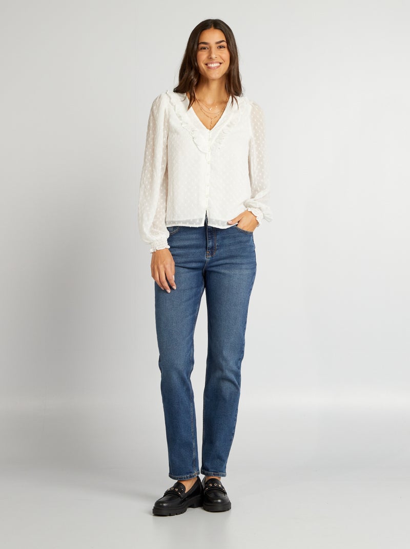Chemisier courte plumetis blanc - Kiabi