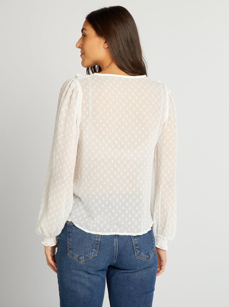 Chemisier courte plumetis blanc - Kiabi
