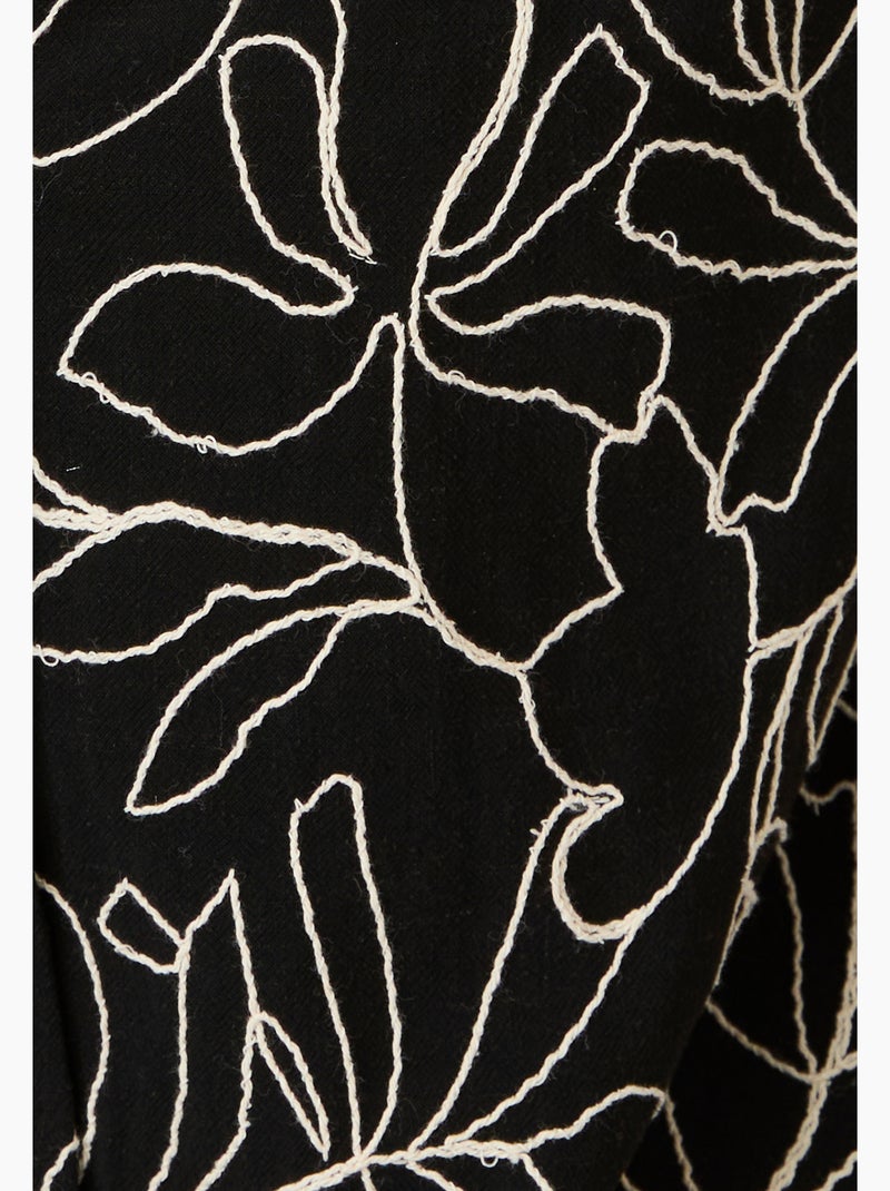 Chemisier crêpe brodé fleuri - Damart Noir - Kiabi
