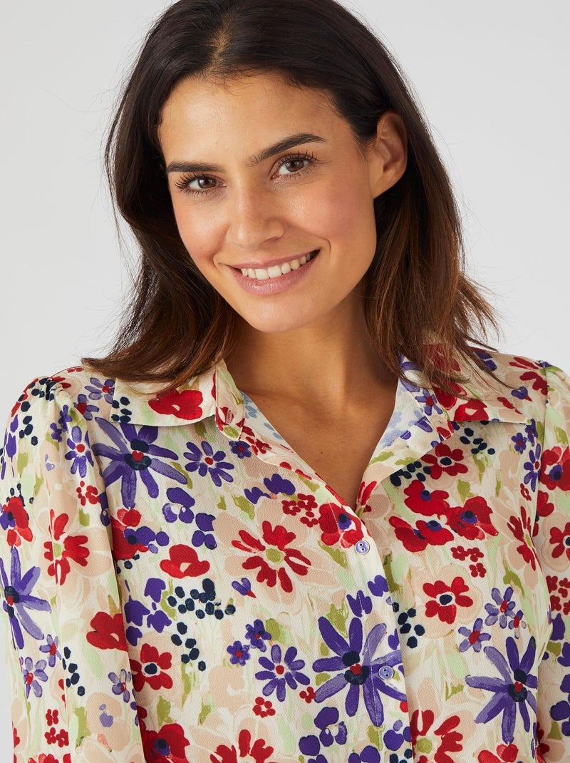 Chemisier crêpe reliéfé - Damart Marron - Kiabi