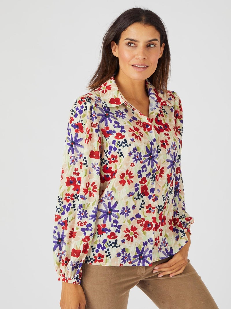 Chemisier crêpe reliéfé - Damart Marron - Kiabi