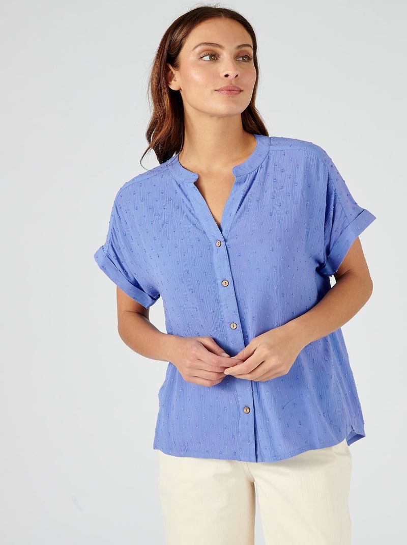 Chemisier crépon *fibres pure viscose Lenzing(TM) EcoVero(TM) - Damart Bleu azur - Kiabi