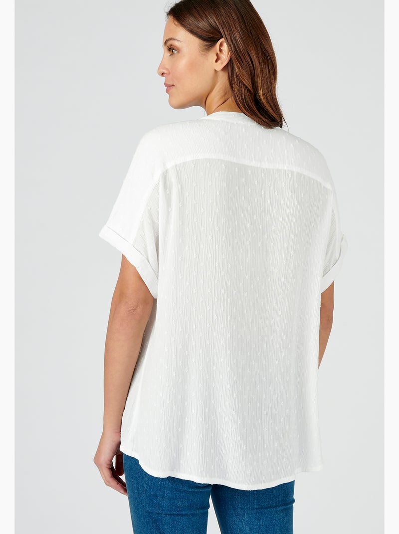 Chemisier crépon *pure viscose Lenzing(TM) EcoVero(TM) - Damart Blanc - Kiabi