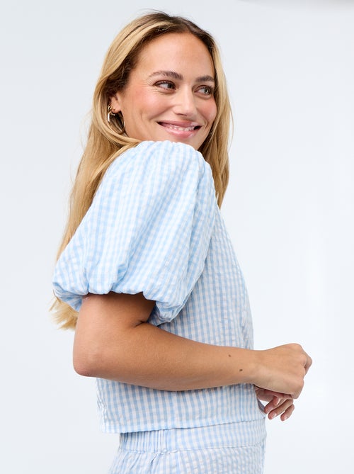 Chemisier cropped en maille gaufrée - Kiabi