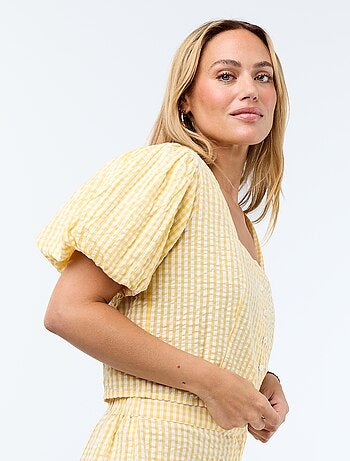 Chemisier cropped en maille gaufrée
