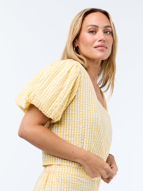 Chemisier cropped en maille gaufrée - Kiabi
