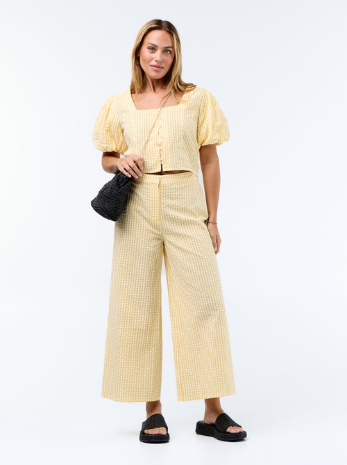 Chemisier cropped en maille gaufrée - Kiabi