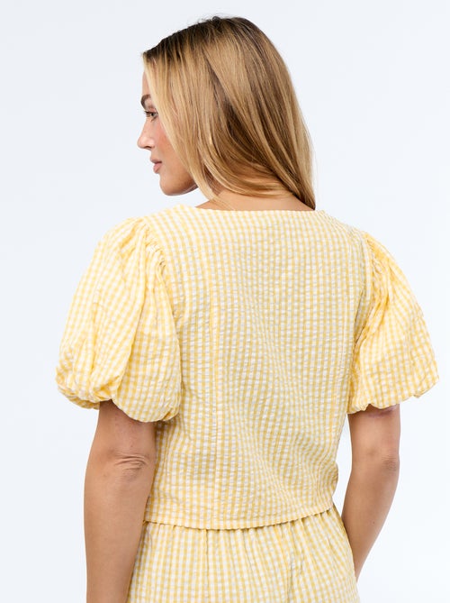 Chemisier cropped en maille gaufrée - Kiabi