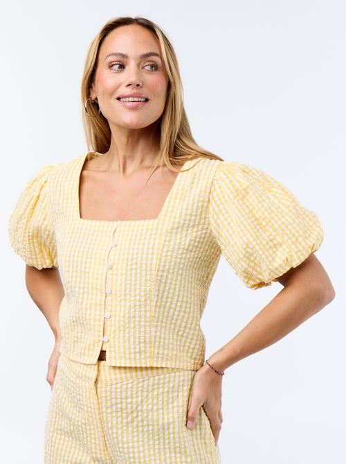 Chemisier cropped en maille gaufrée - Kiabi