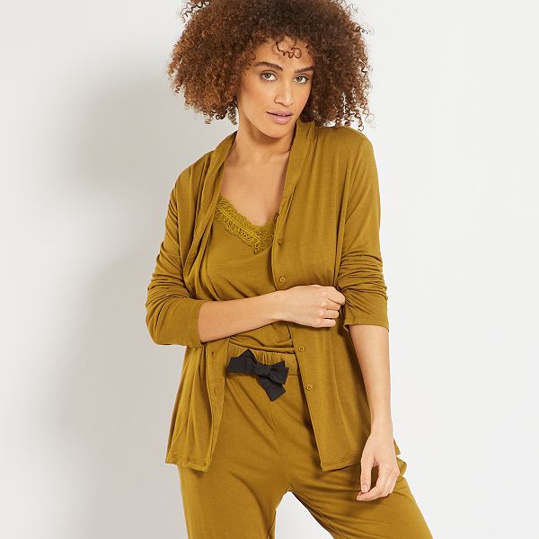 Chemise manches longues vert kaki femme | Cache Cache