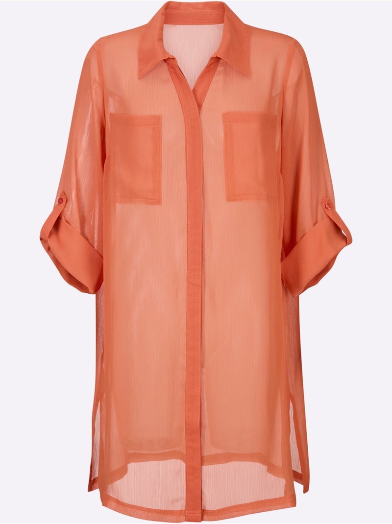 Chemisier De Plage Qualité Mousseline Fluide - Taille Standard - Witt Orange - Kiabi