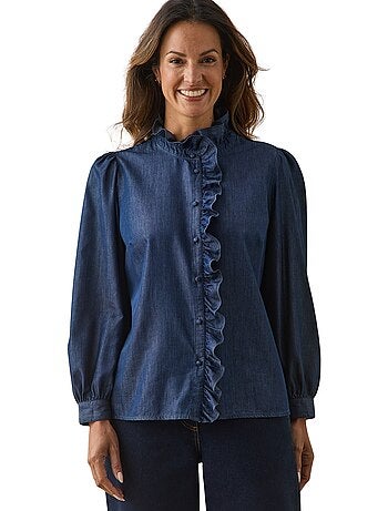 Chemisier denim col volanté - DAXON