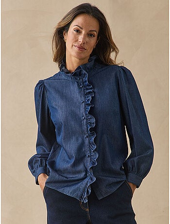 Chemisier denim col volanté - DAXON