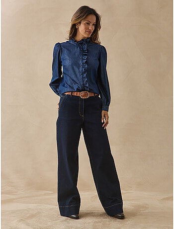 Chemisier denim col volanté - DAXON