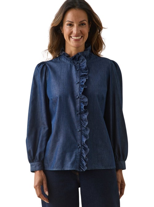 Chemisier denim col volanté - DAXON - Kiabi Chemisier denim col volanté - DAXON - Kiabi