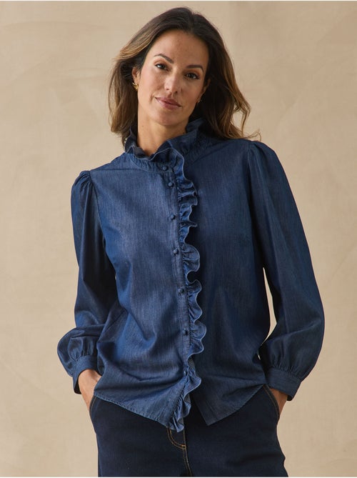 Chemisier denim col volanté - DAXON - Kiabi Chemisier denim col volanté - DAXON - Kiabi