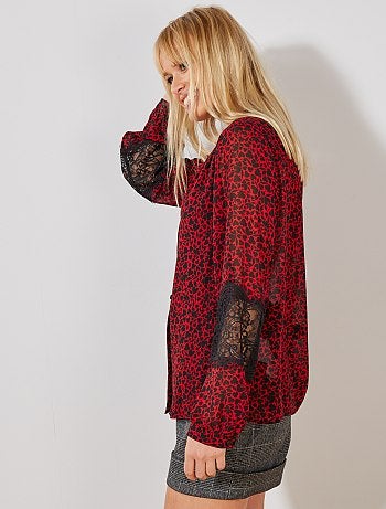 Chemisier dentelle manches - Kiabi