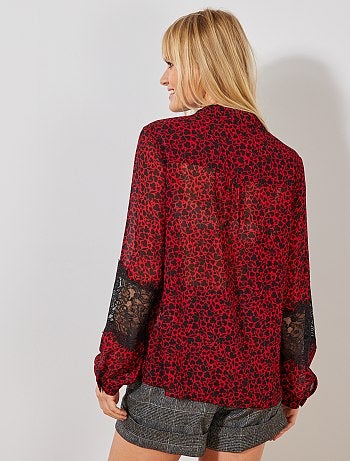 Chemisier dentelle manches - Kiabi