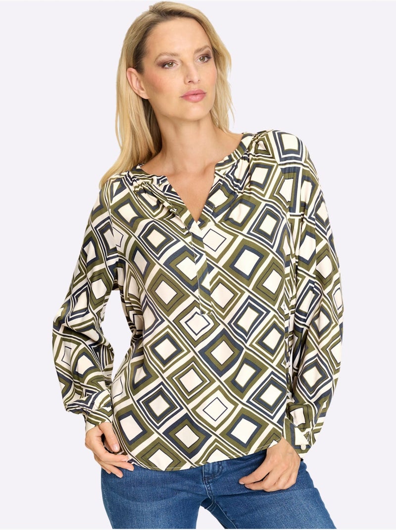 Chemisier D'été Léger - Taille Standard - helline Blanc Kaki - Kiabi