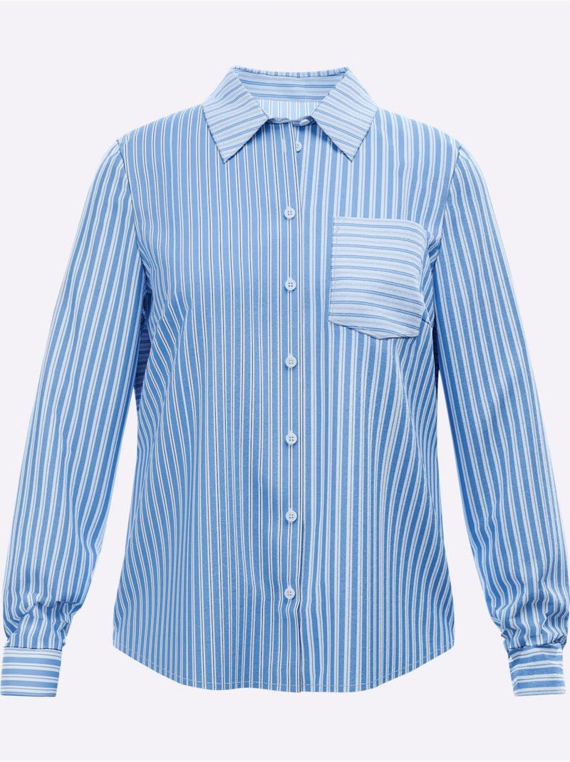 Chemisier Différentes Rayures - Taille Standard - Helline Bleu Ecru - Kiabi