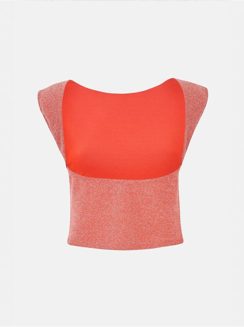 Chemisier dos nu en lurex Rose - Kiabi