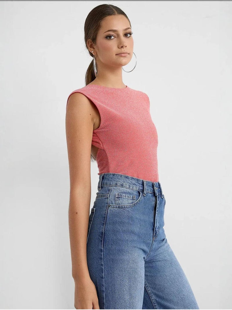 Chemisier dos nu en lurex Rose - Kiabi