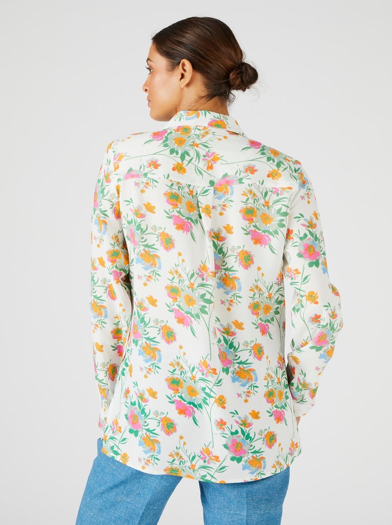 Chemisier doux imprimé fleurs - Damart Blanc Ecru - Kiabi