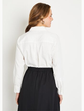 Chemisier droit boutonné coton uni bijoux